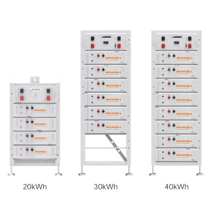 NOVACELL 5.12KWH Module N20K~N60K 20.48kWh 30.72kWh 40.96kWh 51.2kWh 61.44kWh BMS Inverter Lithium Ion Energy Storage Solar Battery Packs 6500+ Life Cycles-