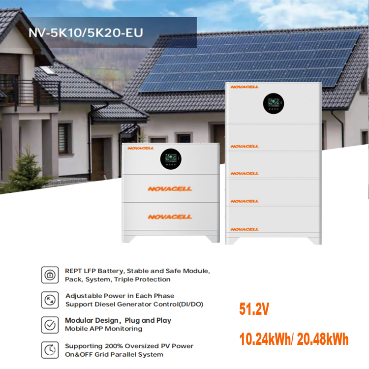 NOVACELL 51.2V 10.24kWh 20.48kWh All In One Residential ESS Bess Battery 6500+ Life Cycles-